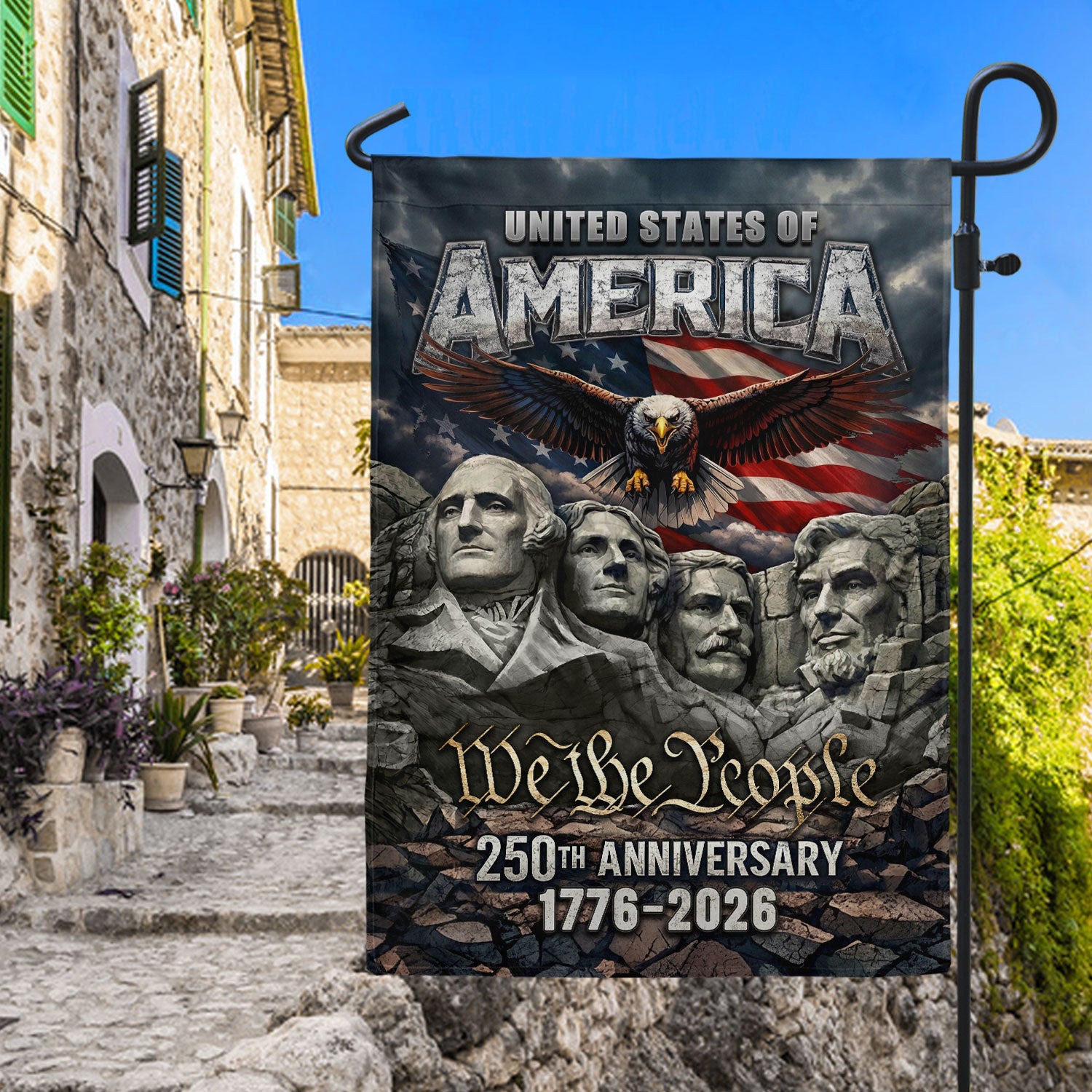 USA 250th Anniversary House Flag 1776–2026 – American Flag 250 Year Anniversary Patriotic Eagle We The People Outdoor Yard Decor Flag
