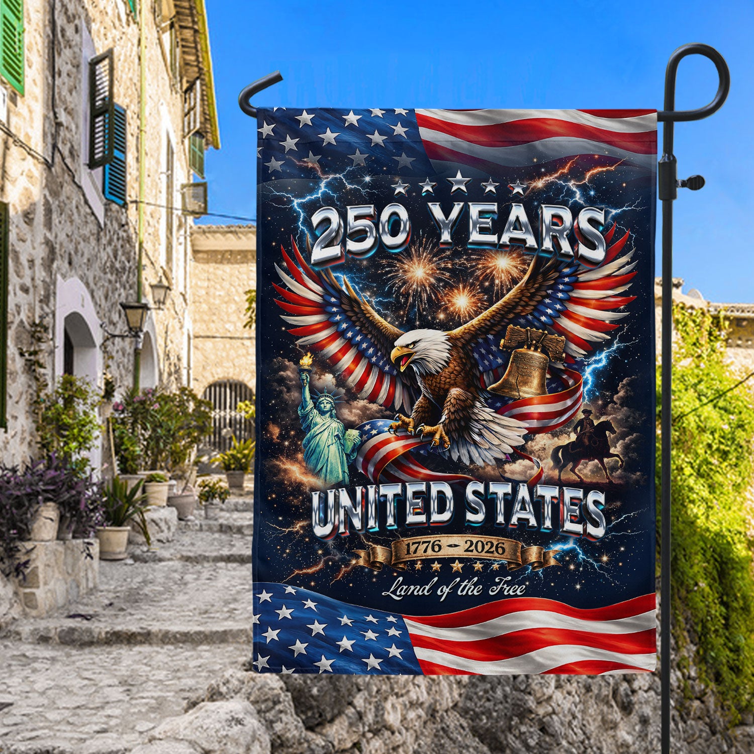 USA 1776-2026 250 Years Garden Flag Patriotic Eagle Yard Decor 12x18inch