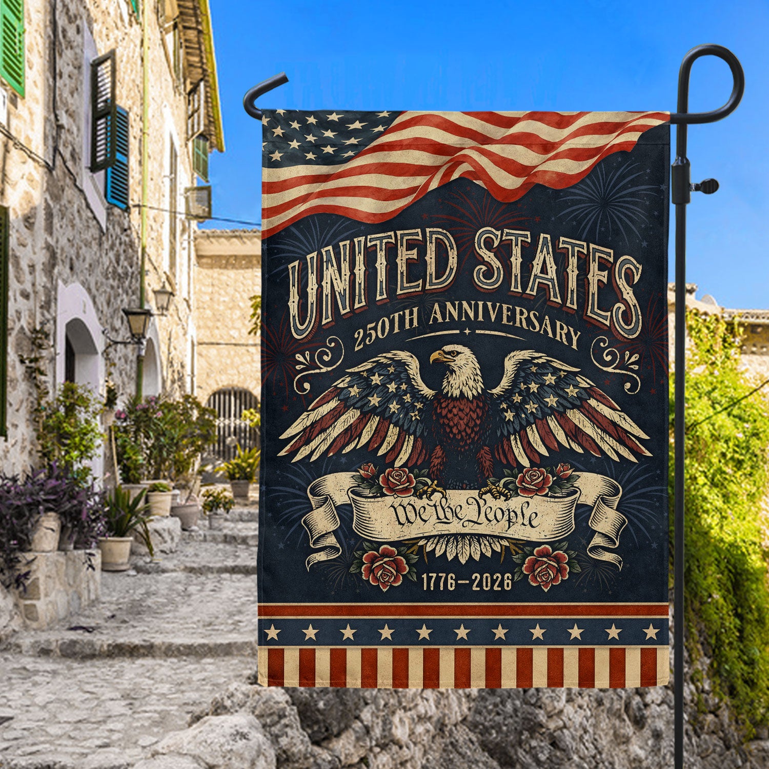 United States 250th Anniversary Garden Flag Patriotic 1776-2026 We The People Yard Decor 12x18inch