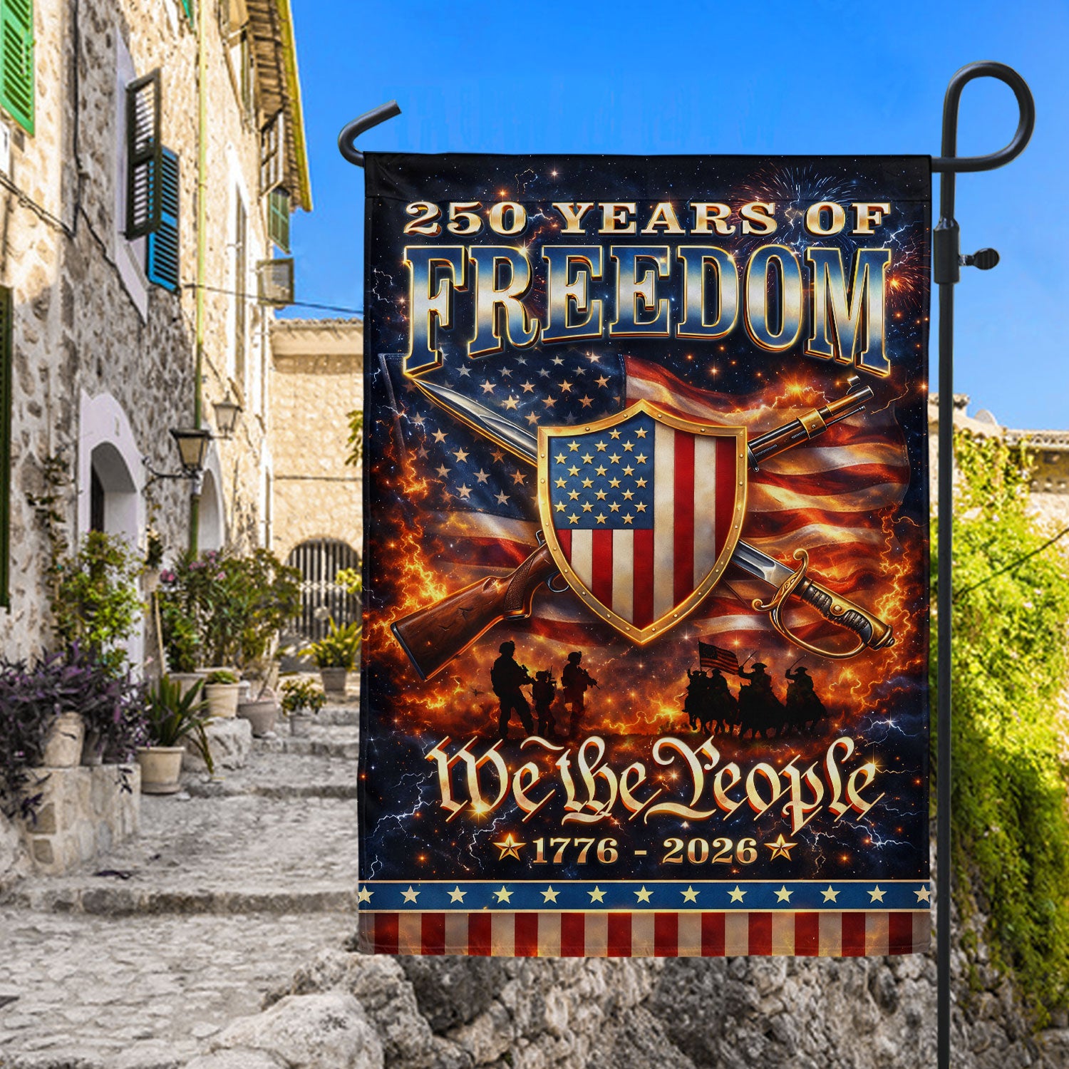250 Years of Freedom House Flag Patriotic We The People 1776 - 2026 American