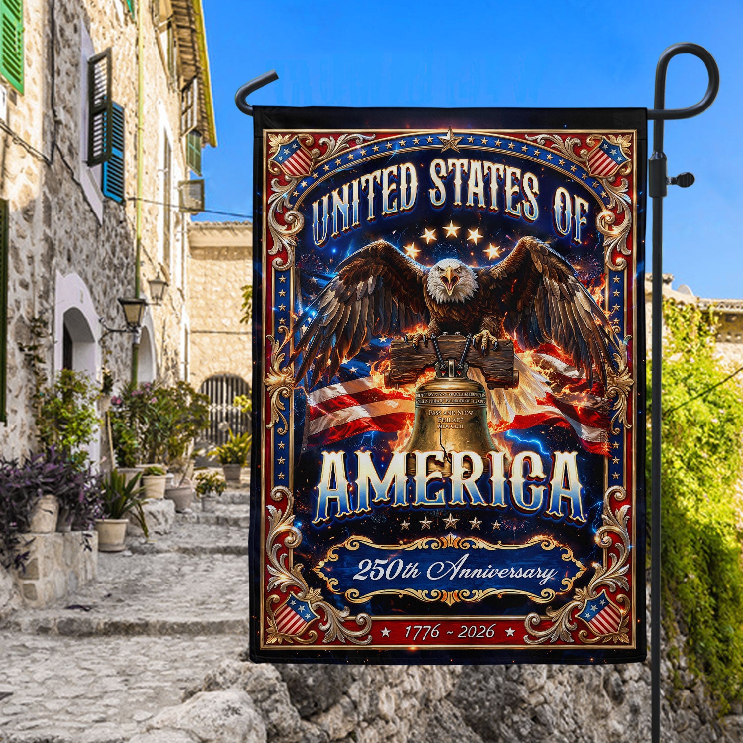 United States America Garden Flag Eagle Liberty Bell 1776 2026 Patriotic Banner