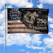 Pledge of Allegiance House Flag 1776-2026 Patriotic Christian 250 Years of Blessings - Rust Field Wear