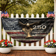 250 Years of Freedom Fence Flag 1776-2026 Liberty Bell Eagle Patriotic Banner Decor