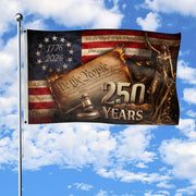 Lady Justice House Flag 1776-2026 We The People 250 Years of Freedom Patriotic Decor - Rust Field Wear