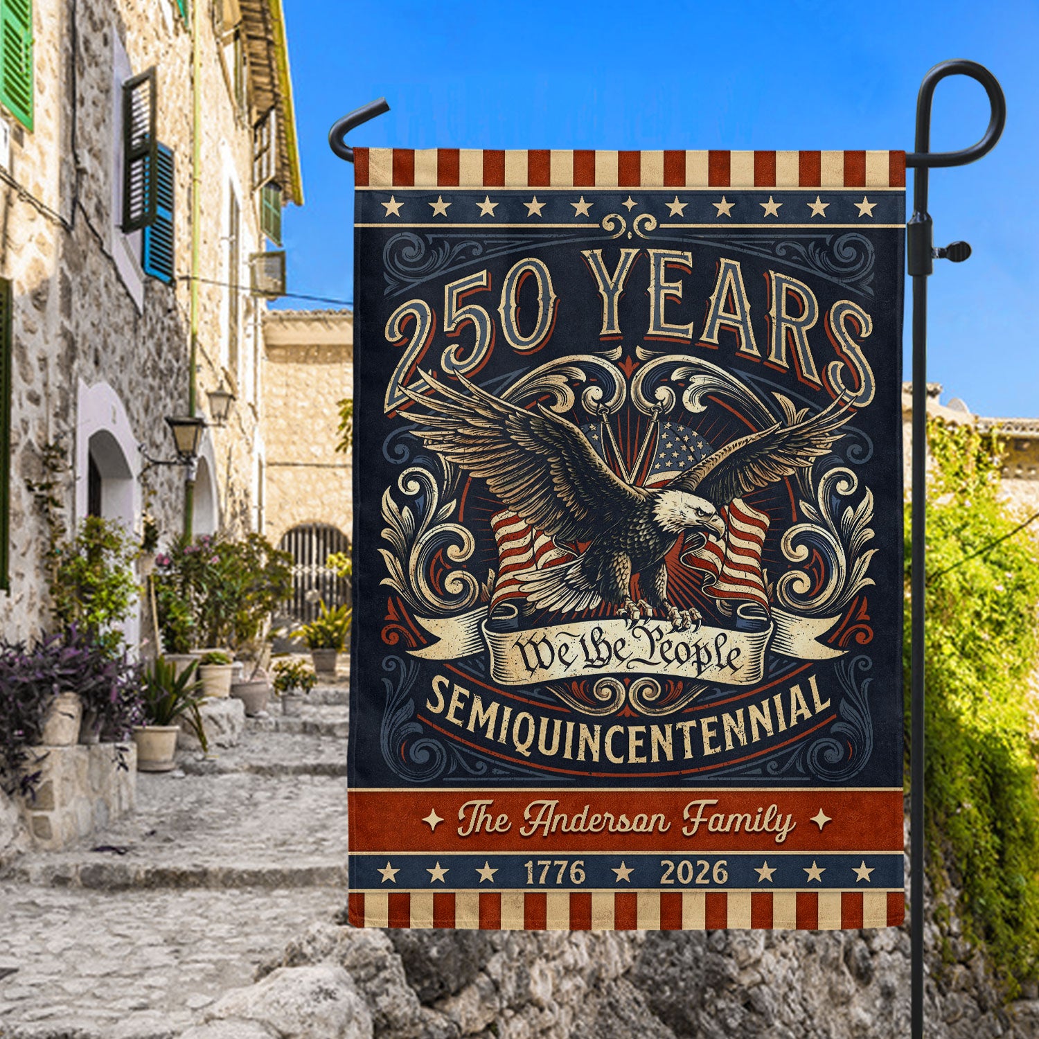 Personalized American Milestone Garden Flag – 250 Years Celebration with Eagle & “We the People” Design (1776–2026)