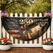 250 Years USA Anniversary Fence Flag 1776-2026 – Jesus & Eagle Christian Patriotic Double Sided Banner - Rust Field Wear