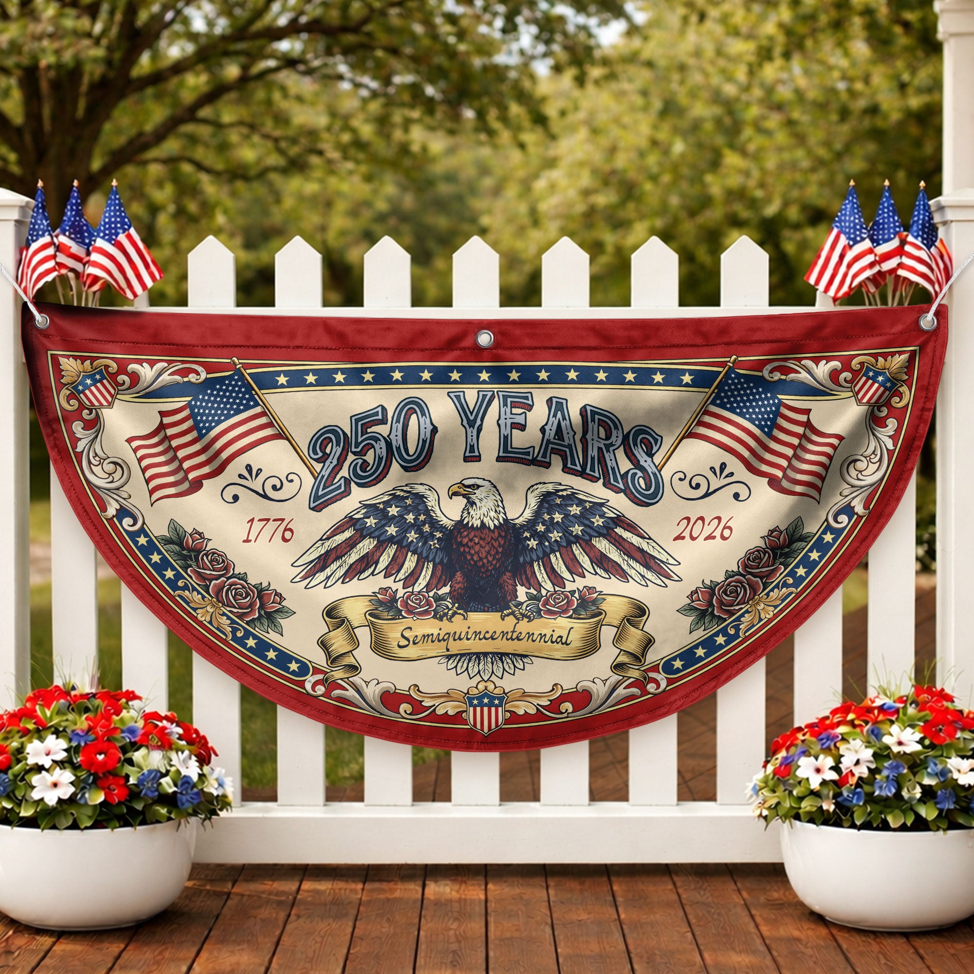 250th Anniversary USA Fence Flag - Patriotic Decor for 2026 Celebration