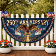 250th Anniversary USA Fence Flag - Patriotic Eagle & Liberty Bell Decoration for 2026 - Rust Field Wear
