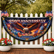 250 Years of Freedom Fence Flag 1776-2026 Patriotic Eagle Statue of Liberty Banner - Rust Field Wear