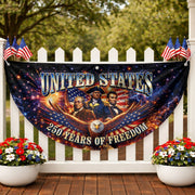 America 250 Years of Freedom Fence - Patriotic Eagle & Founding Fathers for 2026 - Rust Field Wear