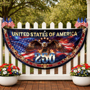 United States 250 Years Fence Flag 1776-2026 Patriotic Eagle Outdoor Banner Decoration - Rust Field Wear