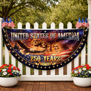 Mount Rushmore 250 Years United States Fence Flag 1776-2026 Patriotic Outdoor Banner - Rust Field Wear