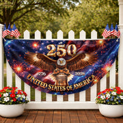 250 Years United States Fence Flag 1776-2026 Patriotic Liberty Eagle Bell - Rust Field Wear