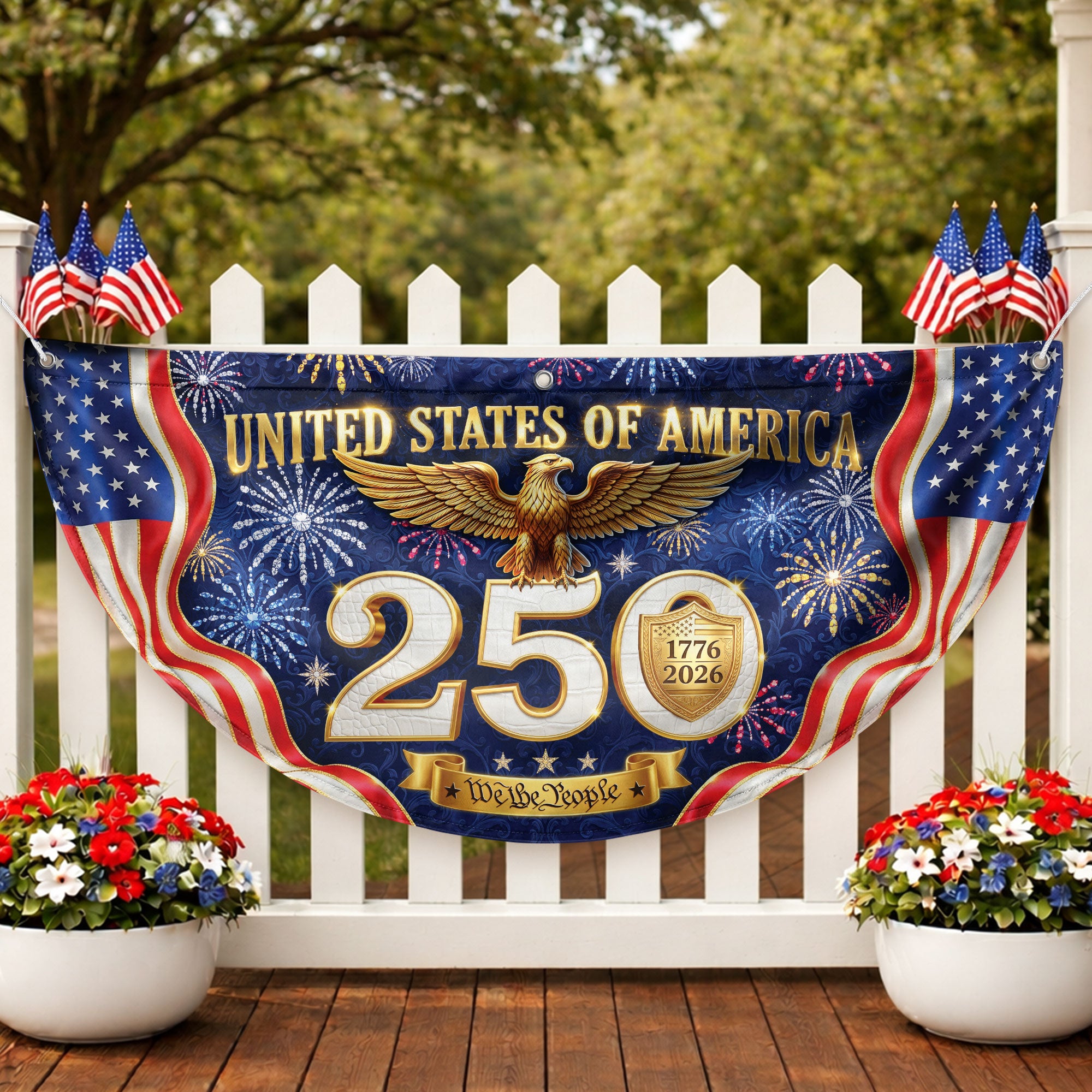 250 Years United States Fence Flag 1776-2026 Patriotic Heritage Banner