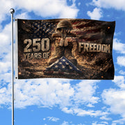 1776–2026 Christian Cross USA 250 Year Anniversary House Flag, 250 Years Freedom 1776–2026 - Rust Field Wear