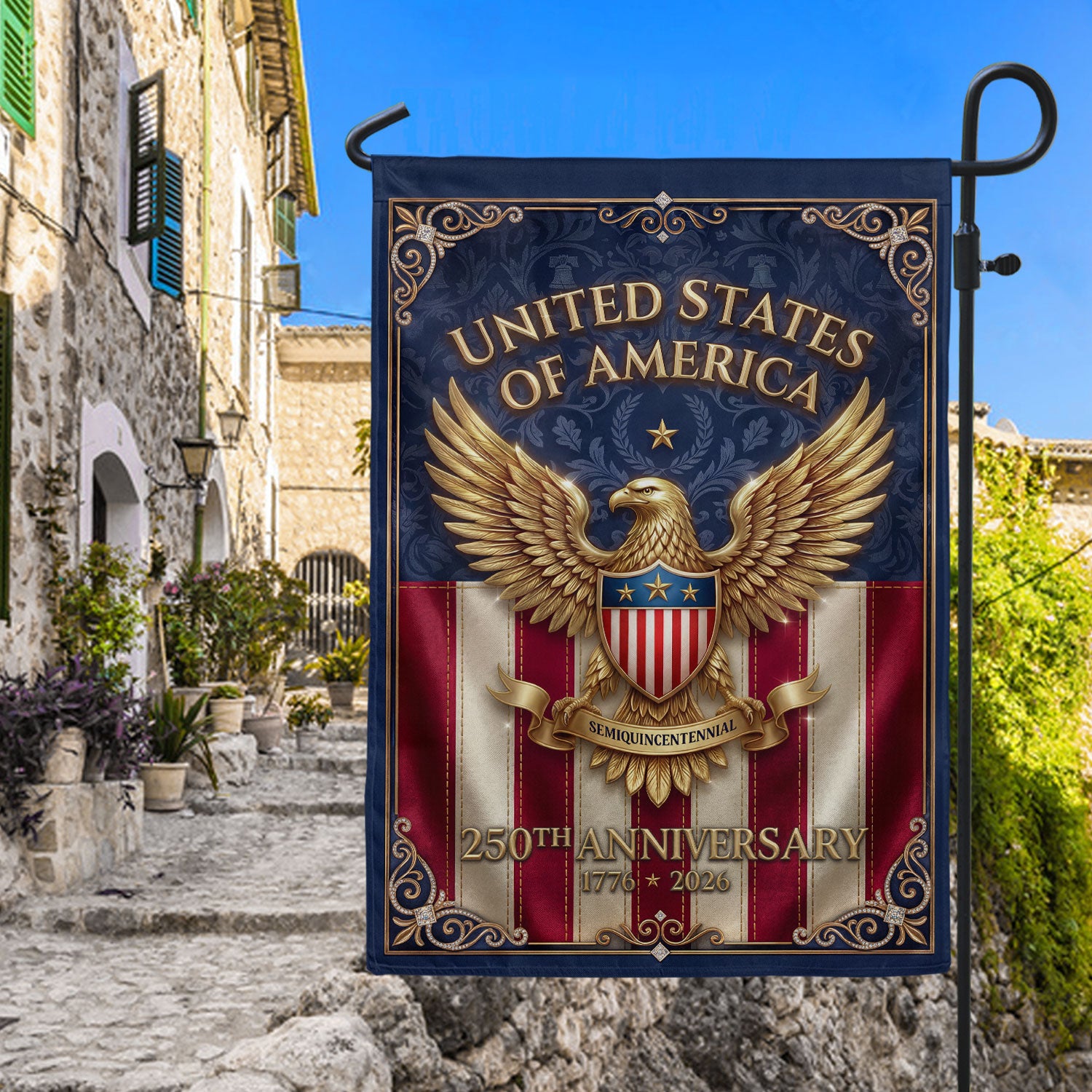 250 Years USA Garden Flag Eagle Crest Patriotic Outdoor Decoration 1776-2026
