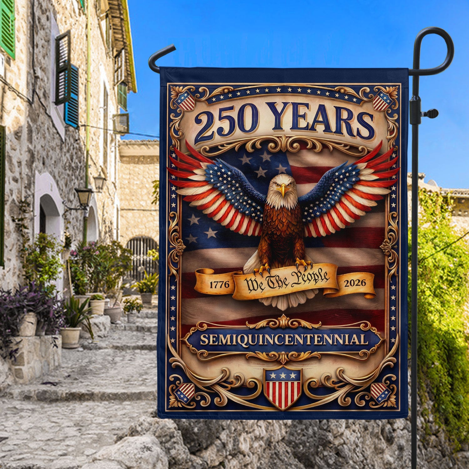 250 Years House Flag Patriotic Eagle We The People USA Banner 1776-2026 Outdoor Decor