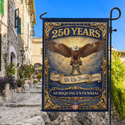 250th Anniversary Garden Flag USA Eagle Patriotic Banner We The People 1776-2026 - Rust Field Wear