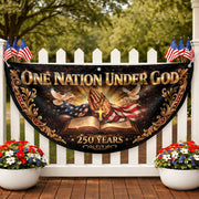 250 Years United States Fence Flag One Nation Under God 1776-2026 Patriotic Bible Banner