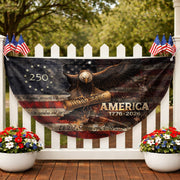 America 1776 to 2026 Fence Flag Patriotic Eagle We The People 250 Year Outdoor Decor - Rust Field Wear
