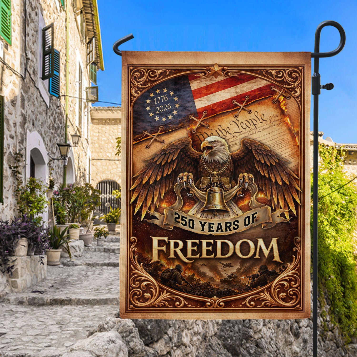 250th Anniversary House Flag 1776-2026 Eagle Freedom Patriotic Outdoor Banner