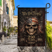 USA 250 Years Garden Flag - We The People Skull Patriotic Outdoor Decor 1776-2026