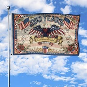 USA 250 Years Commemorative Flag - Vintage Eagle and Roses Patriotic Outdoor Banner - Rust Field Wear