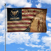 250 Years 1776-2026 Flag We The People Preamble Constitution Lady Justice Patriotic Banner - Rust Field Wear