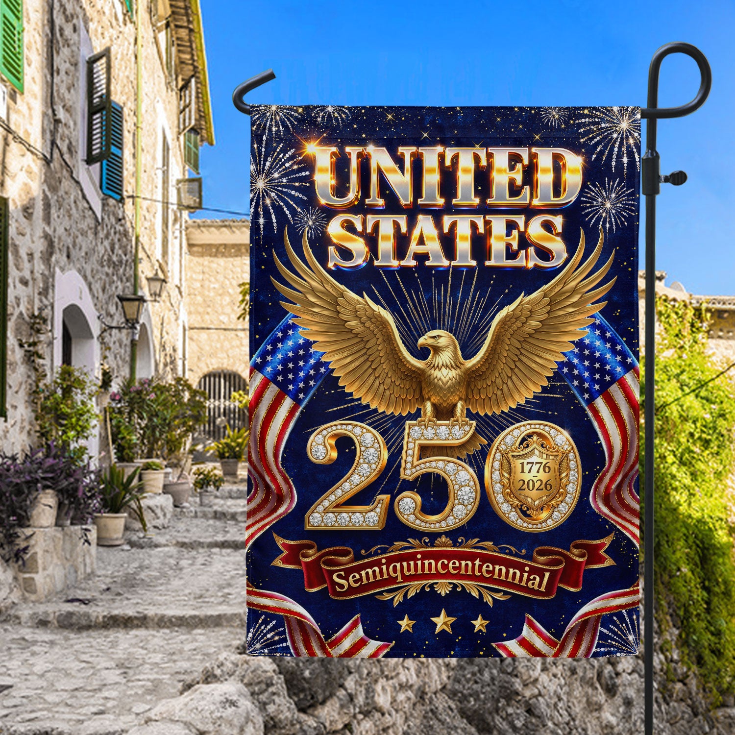 250th Anniversary United States House Flag - Royal Eagle Patriotic Home Decor Banner
