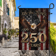 We The People 250th Anniversary Garden Flag 1776-2026 Patriotic Eagle Outdoor Decor - Rust Field Wear