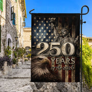 250 Years Anniversary Garden Flag 1776-2026 Patriotic Statue of Liberty Eagle Yard Decor - Rust Field Wear