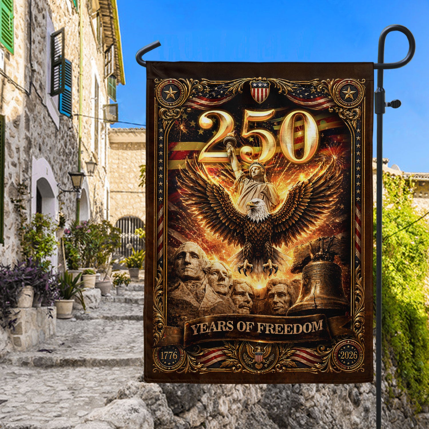 250 Years of Freedom House Flag 1776-2026 Patriotic Statue of Liberty Eagle