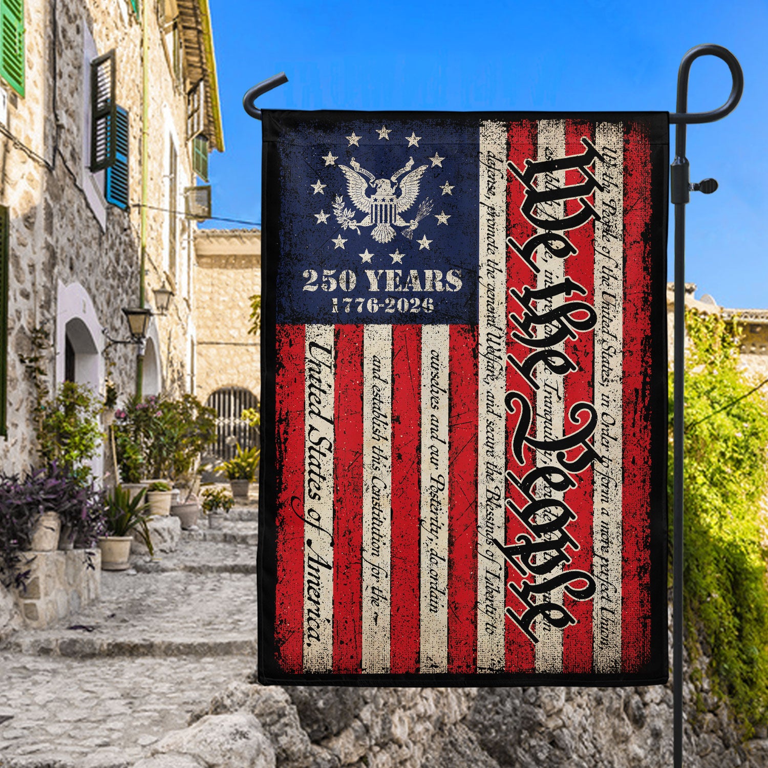 250th Anniversary United States House Flag - Constitution Script Patriotic Home Banner