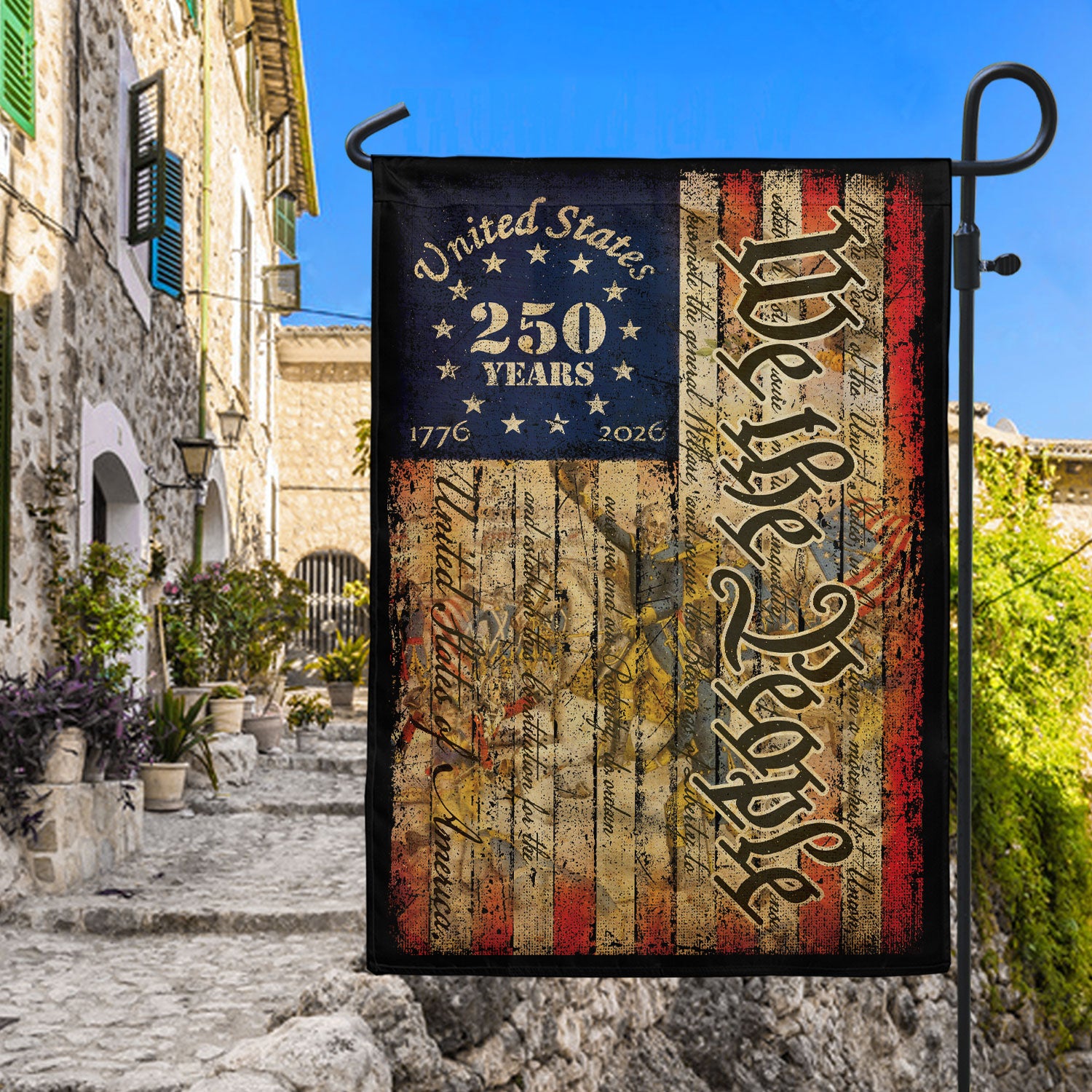 250th Anniversary United States House Flag - Vintage Constitution Patriotic Home Banner