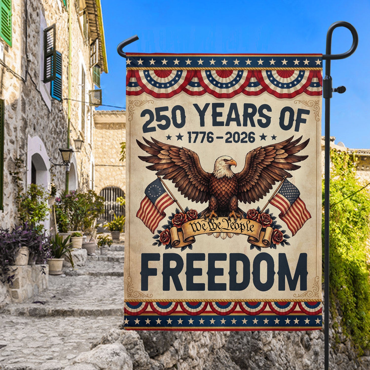 250 Years Freedom House Flag We The People Eagle 1776-2026 Patriotic USA 250th Anniversary Flag