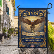 250 Years 1776-2026 Custom Family Name We The People Liberty Bell Patriot Eagle Garden Flag - Rust Field Wear