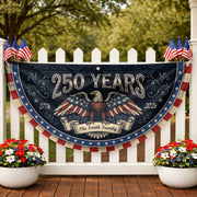 250 Years 1776-2026 Patriotic Fence Flag - Custom Family Name Eagle Outdoor Banner