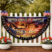Custom Family Name United States 250 Years Mount Rushmore Patriot Bunting Fence Flag