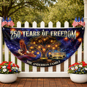 Custom Family Name 250 Years of Freedom Liberty Tree 1776-2026 Patriot Fence Flag Banner