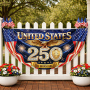 Custom Family Name United States 250 Years Patriot Golden Eagle 1776-2026 Fence Flag - Rust Field Wear