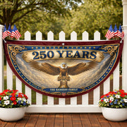 Custom Family Name 250 Years United States Patriot Eagle Liberty Bell Fence Flag - Rust Field Wear