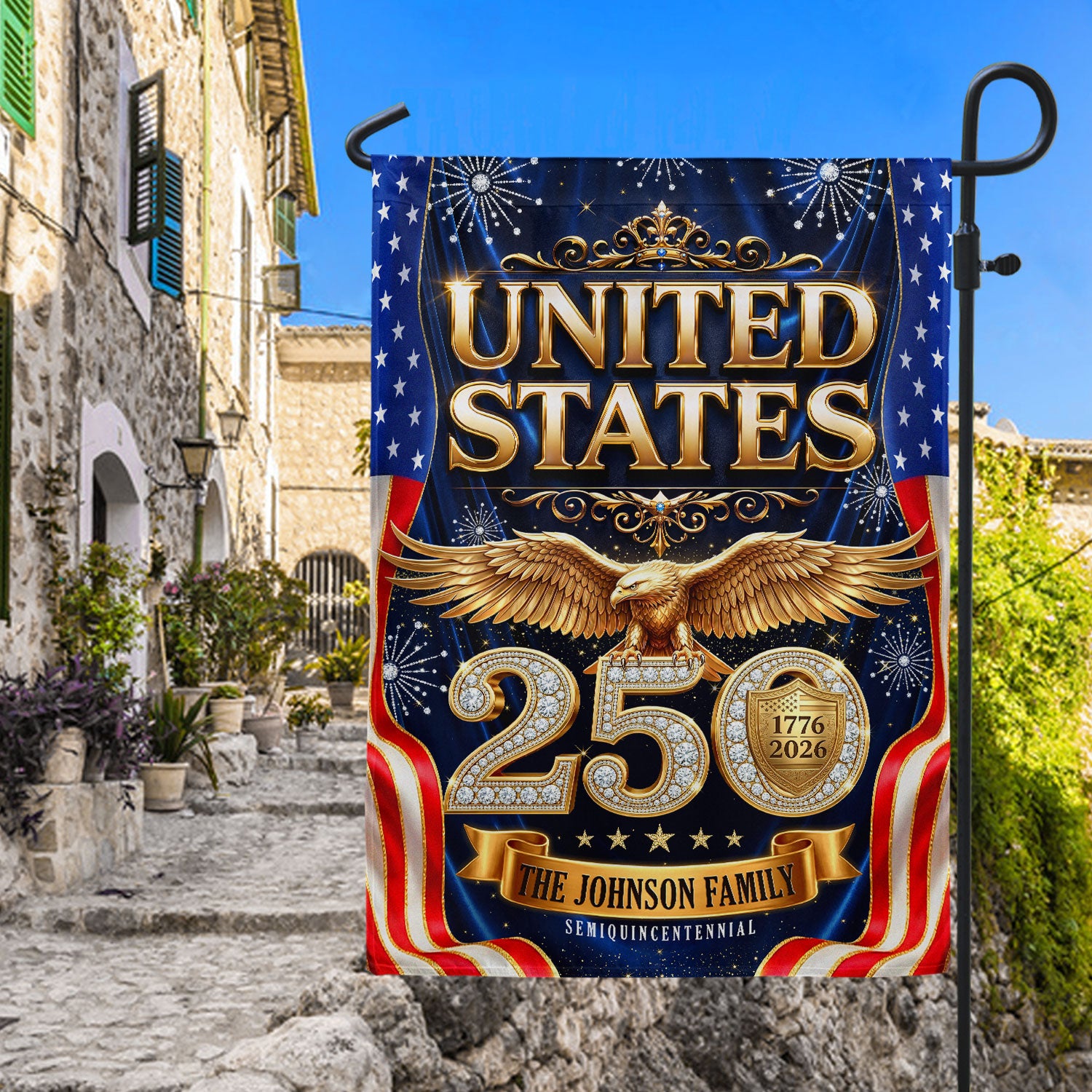 Custom Family Name 1776-2026 United States Patriot Eagle Garden Flag - Anniversary Decor