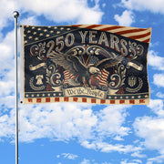 250 Years We The People Flag 1776-2026 Vintage American Eagle Liberty Bell Banner - Rust Field Wear