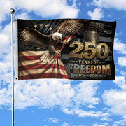 250 Years of Freedom Flag 1776-2026 Patriotic Bald Eagle Liberty Bell US Banner - Rust Field Wear