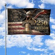 Commemorative 250 Years of Freedom Flag 1776-2026 Bald Eagle Liberty Bell Patriotic US Banner - Rust Field Wear