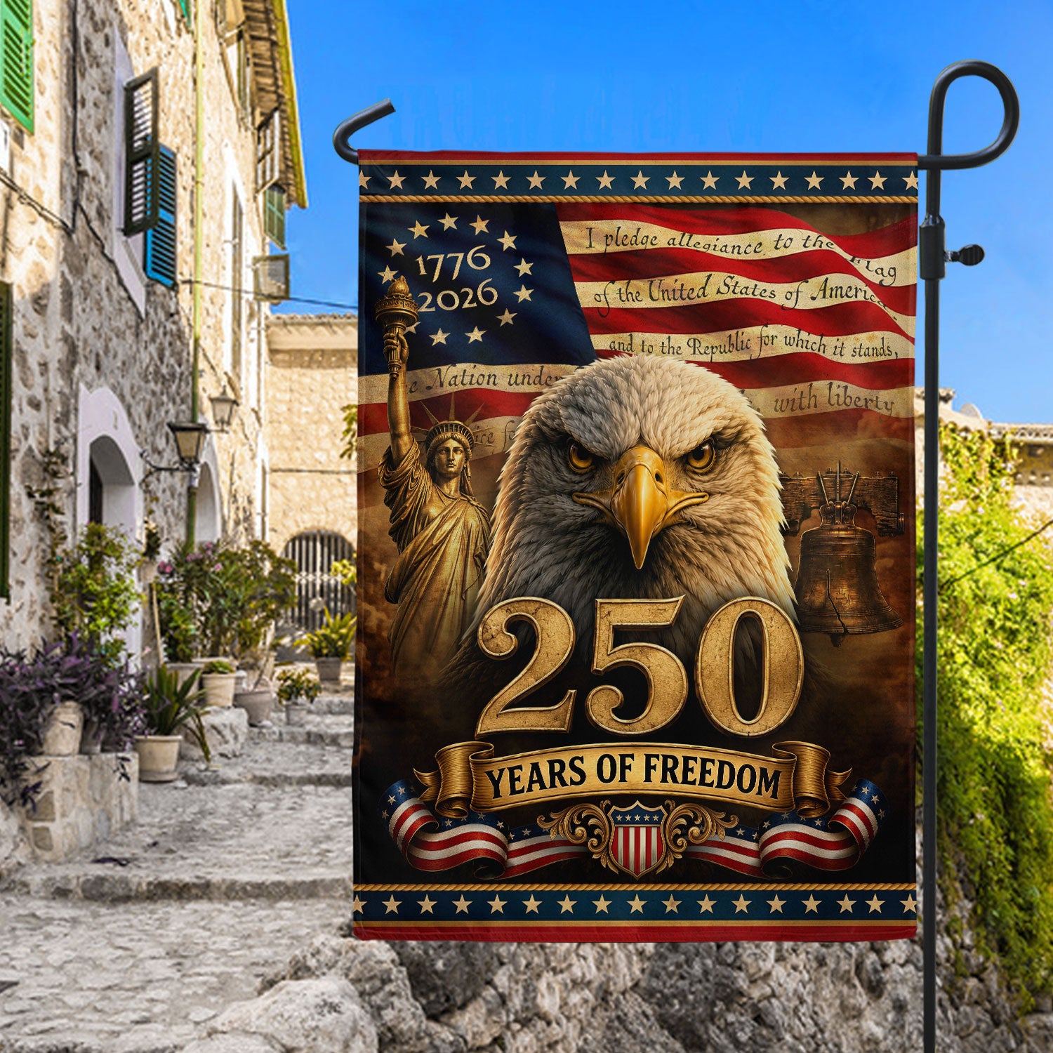250th Anniversary Garden Flag - United States 1776-2026 Pledge of Allegiance Yard Decor