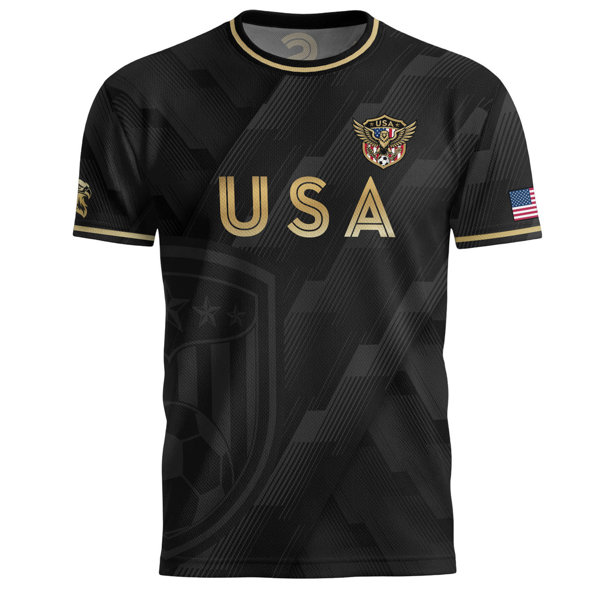Black USA Soccer Jersey Eagle Patriotic United States Football Shirt Men Women Gift - Rust Field Wear