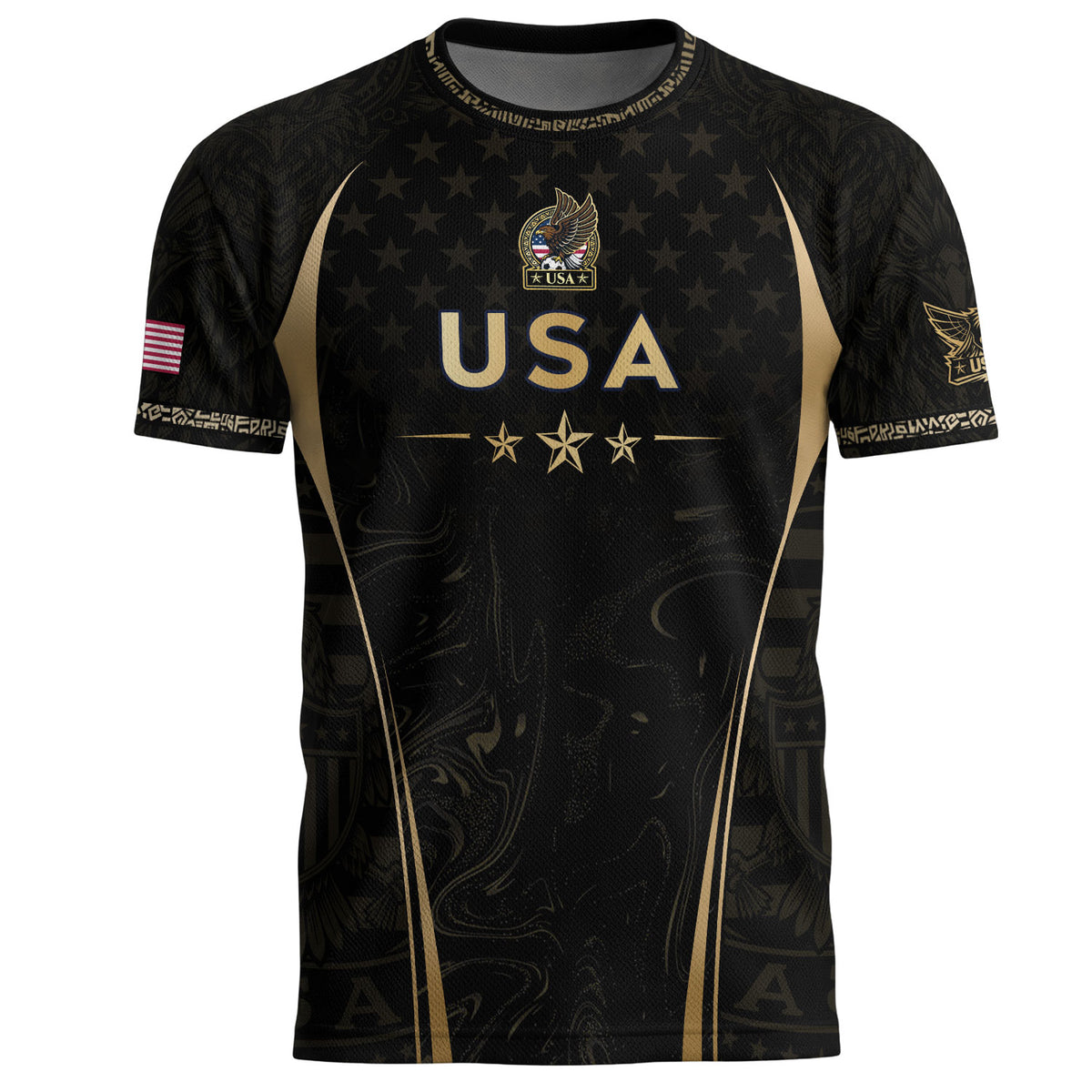 USA Soccer Jersey Patriotic Eagle Black Gold Marble Football Shirt Men Women Sportswear upsale - Rust Field Wear