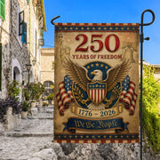 250 Years of Freedom Garden Flag Patriotic Eagle USA Outdoor Yard Decor - Rust Field Wear