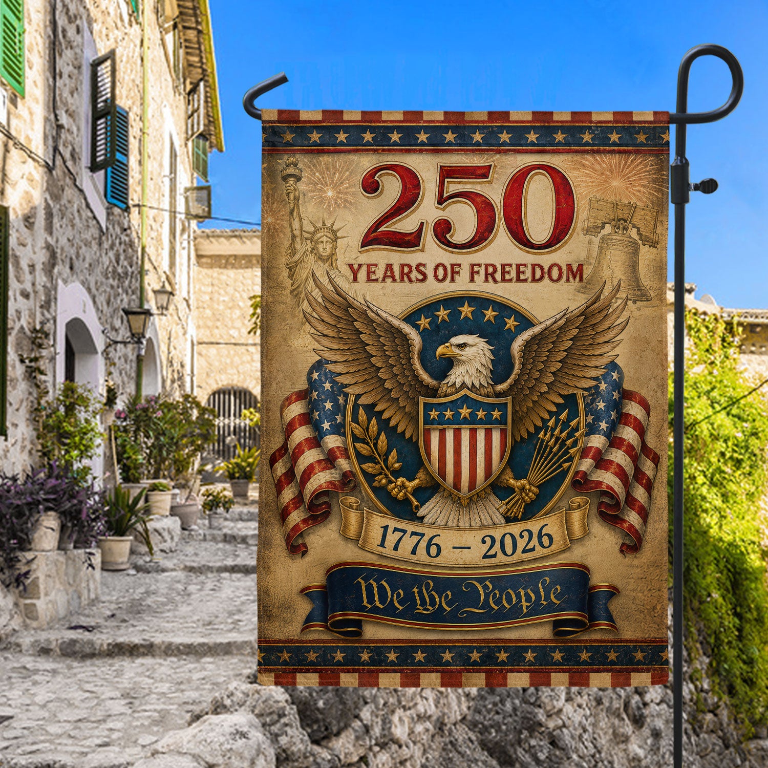 250 Years of Freedom House Flag Patriotic Bald Eagle We The People Decor